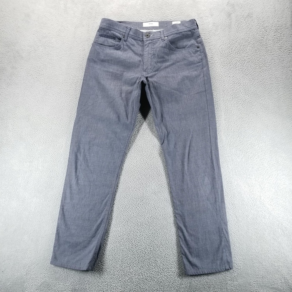 Brax Pants Mens 33x32 Gray Cooper Fancy Regular Chino Casual Check Trousers